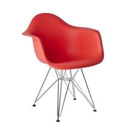 King Home Fotel Krzesło DAR SILVER krwista czerwień.06 - polipropylen, podstawa chromowana metalowa