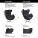 King Home Fotel EGG CLASSIC BLACK grafitowy szary.4 - wełna, podstawa czarna