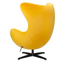 King Home Fotel EGG CLASSIC VELVET BLACK żółty - welur, podstawa czarna