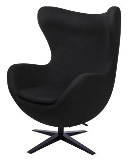 King Home Fotel EGG SZEROKI BLACK czarny.4 - wełna, podstawa czarna