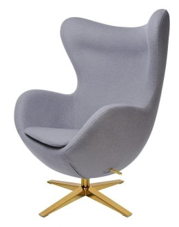 King Home Fotel EGG SZEROKI GOLD szary.18 - wełna, podstawa złota