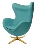 King Home Fotel EGG SZEROKI GOLD turkusowy.12 - wełna, podstawa złota King Home Fotel EGG SZEROKI GOLD turkusowy.12 - wełna, podstawa złota