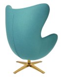 King Home Fotel EGG SZEROKI GOLD turkusowy.12 - wełna, podstawa złota King Home Fotel EGG SZEROKI GOLD turkusowy.12 - wełna, podstawa złota