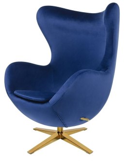 King Home Fotel EGG SZEROKI VELVET GOLD ciemny niebieski.49 - welur, podstawa złota