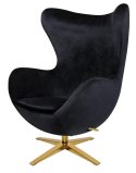 King Home Fotel EGG SZEROKI VELVET GOLD czarny.50 - welur, podstawa złota King Home Fotel EGG SZEROKI VELVET GOLD czarny.50 - welur, podstawa złota