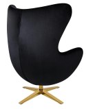 King Home Fotel EGG SZEROKI VELVET GOLD czarny.50 - welur, podstawa złota