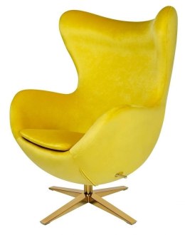 King Home Fotel EGG SZEROKI VELVET GOLD żółty.20 - welur, podstawa złota