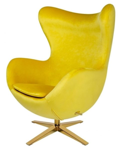 King Home Fotel EGG SZEROKI VELVET GOLD żółty.20 - welur, podstawa złota King Home Fotel EGG SZEROKI VELVET GOLD żółty.20 - welur, podstawa złota
