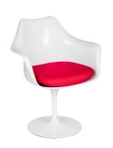 King Home Fotel TULIP biały z czerwoną poduszką - ABS, podstawa metalowa King Home Fotel TULIP biały z czerwoną poduszką - ABS, podstawa metalowa