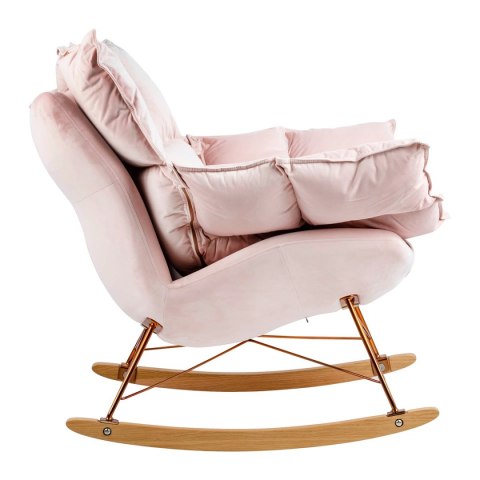 King Home Fotel bujany tapicerowan SWING VELVET jasny róż z poduszką odpinaną korpus metal stelaż stal miedziany drewniane płozy King Home Fotel bujany tapicerowan SWING VELVET jasny róż z poduszką odpinaną korpus metal stelaż stal miedziany drewniane płozy
