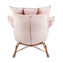 King Home Fotel bujany tapicerowan SWING VELVET jasny róż z poduszką odpinaną korpus metal stelaż stal miedziany drewniane płozy King Home Fotel bujany tapicerowan SWING VELVET jasny róż z poduszką odpinaną korpus metal stelaż stal miedziany drewniane płozy