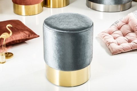 Invicta Interior INVICTA Pufa BAROCK VELVET srebrna - złota podstawa Invicta Interior INVICTA Pufa BAROCK VELVET srebrna - złota podstawa