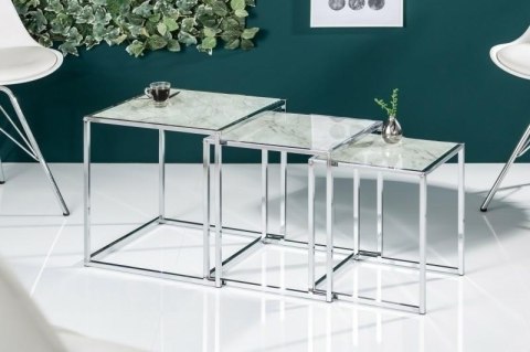 Invicta Interior INVICTA Zestaw stolików ELEMENTS szkło - imitacja marmuru Invicta Interior INVICTA Zestaw stolików ELEMENTS szkło - imitacja marmuru