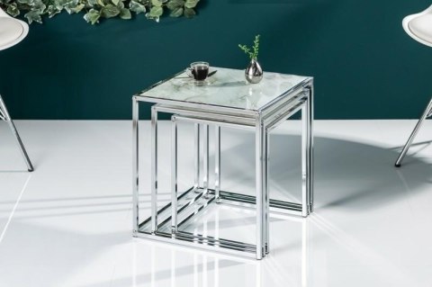 Invicta Interior INVICTA Zestaw stolików ELEMENTS szkło - imitacja marmuru Invicta Interior INVICTA Zestaw stolików ELEMENTS szkło - imitacja marmuru