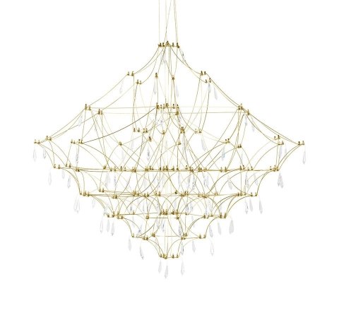 King Home Lampa wisząca CONSTELATION 100 GOLD złota - LED, stal szczotkowana wykończona dekoracyjnymi kryształkami King Home Lampa wisząca CONSTELATION 100 GOLD złota - LED, stal szczotkowana wykończona dekoracyjnymi kryształkami