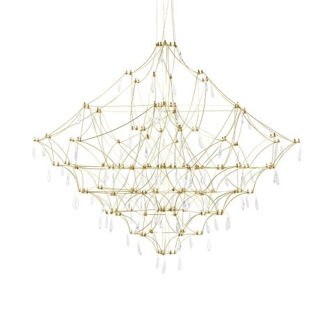 King Home Lampa wisząca CONSTELATION 100 GOLD złota - LED, stal szczotkowana wykończona dekoracyjnymi kryształkami