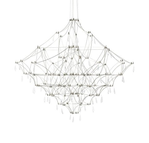 King Home Lampa wisząca CONSTELATION 100 - LED, stal szczotkowana wykończona dekoracyjnymi kryształkami King Home Lampa wisząca CONSTELATION 100 - LED, stal szczotkowana wykończona dekoracyjnymi kryształkami