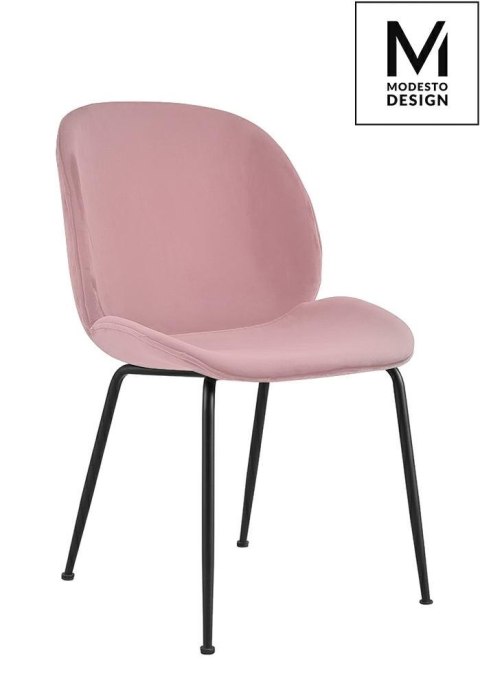 Modesto Design MODESTO krzesło SCOOP pudrowy róż - welur, metal Modesto Design MODESTO krzesło SCOOP pudrowy róż - welur, metal