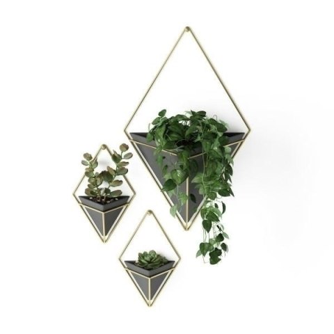 Umbra UMBRA organizer doniczka ścienna TRIGG S 2 szt. - ceramika czarny, zawieszka metal złoty Umbra UMBRA organizer doniczka ścienna TRIGG S 2 szt. - ceramika czarny, zawieszka metal złoty