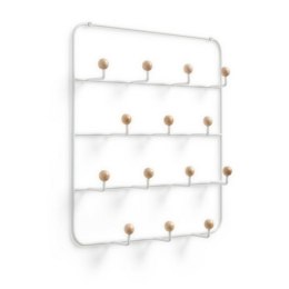 Umbra UMBRA multi organizer wieszak na drzwi ścianę ESTIQUE metal biały drewno naturalny