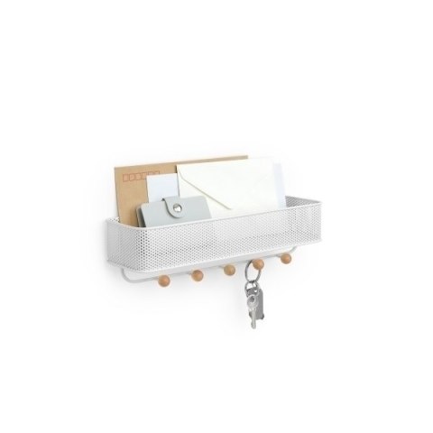 Umbra UMBRA organizer wieszak ESTIQUE biały, stal malowana, haczyki drewno Umbra UMBRA organizer wieszak ESTIQUE biały, stal malowana, haczyki drewno