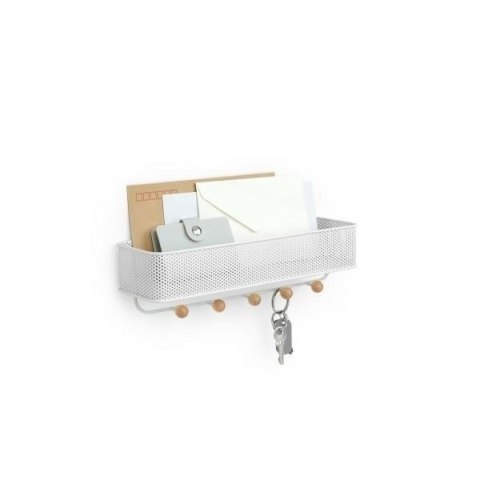 Umbra UMBRA organizer wieszak ESTIQUE biały, stal malowana, haczyki drewno Umbra UMBRA organizer wieszak ESTIQUE biały, stal malowana, haczyki drewno