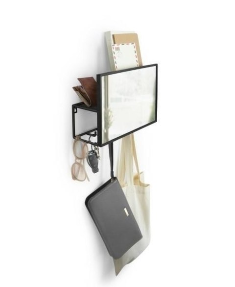 Umbra UMBRA organizer ścienny z lustrem CUBIKO za lustrem półka na drobiazgi pod lustrem haczyki metal malowany proszkowo czarny Umbra UMBRA organizer ścienny z lustrem CUBIKO za lustrem półka na drobiazgi pod lustrem haczyki metal malowany proszkowo czarny