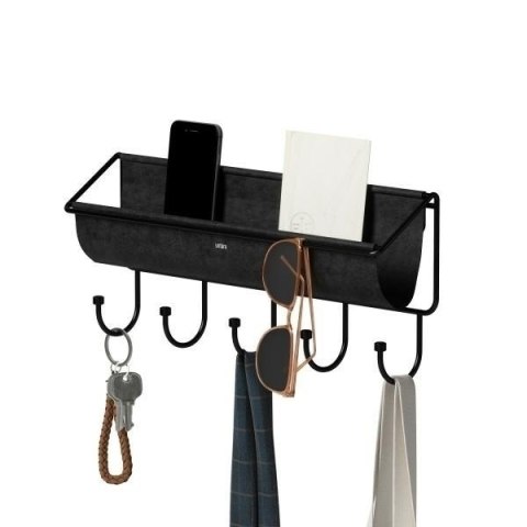 Umbra UMBRA organizer ścienny z lustrem CUBIKO za lustrem półka na drobiazgi pod lustrem haczyki metal malowany proszkowo czarny Umbra UMBRA organizer ścienny z lustrem CUBIKO za lustrem półka na drobiazgi pod lustrem haczyki metal malowany proszkowo czarny
