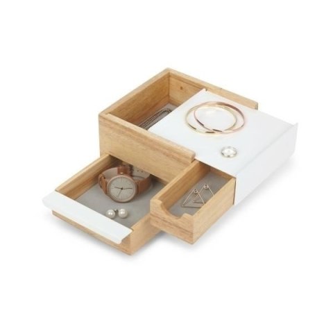 SZKATUŁKA POJEMNIK PUDEŁKO NA BIŻUTERIĘ STOWIT MINI - metal BIAŁY drewno NATURALNY Umbra UMBRA SZKATUŁKA POJEMNIK PUDEŁKO NA BIŻUTERIĘ STOWIT MINI - metal BIAŁY drewno NATURALNY Umbra UMBRA