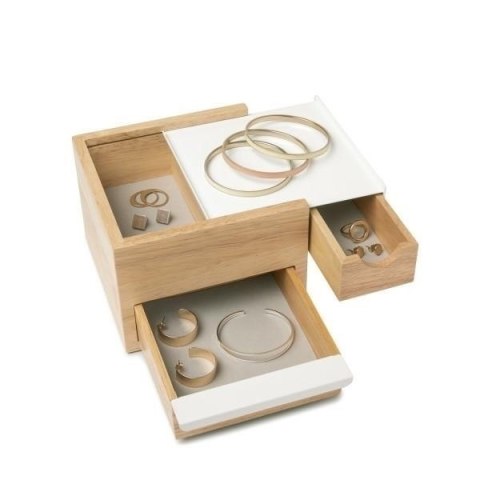SZKATUŁKA POJEMNIK PUDEŁKO NA BIŻUTERIĘ STOWIT MINI - metal BIAŁY drewno NATURALNY Umbra UMBRA SZKATUŁKA POJEMNIK PUDEŁKO NA BIŻUTERIĘ STOWIT MINI - metal BIAŁY drewno NATURALNY Umbra UMBRA