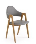 Halmar K247 krzesło Popiel-Dąb miodowy ekoskóra+metal