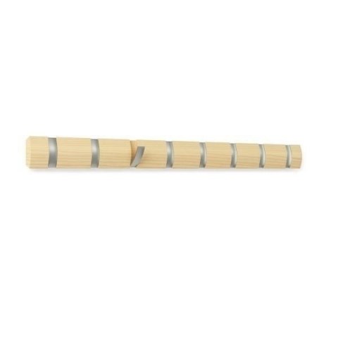 Umbra UMBRA wieszak na ubrania wiszący FLIP 8 - drewno naturalny metal niklowany składane haczyki Umbra UMBRA wieszak na ubrania wiszący FLIP 8 - drewno naturalny metal niklowany składane haczyki