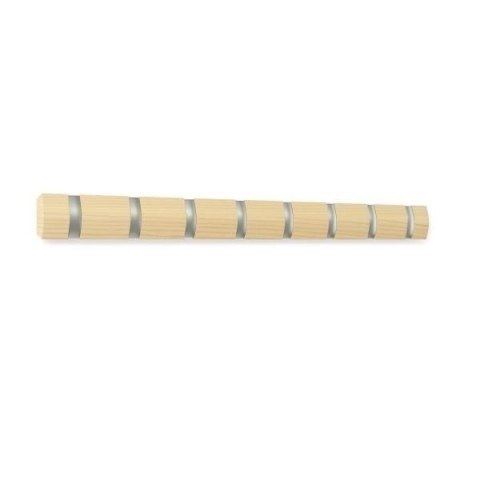 Umbra UMBRA wieszak na ubrania wiszący FLIP 8 - drewno naturalny metal niklowany składane haczyki Umbra UMBRA wieszak na ubrania wiszący FLIP 8 - drewno naturalny metal niklowany składane haczyki