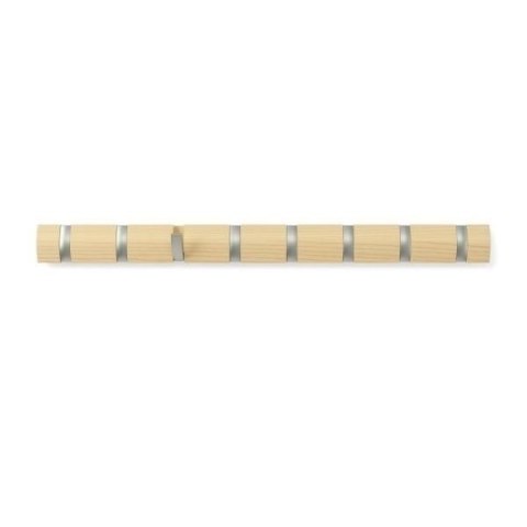 Umbra UMBRA wieszak na ubrania wiszący FLIP 8 - drewno naturalny metal niklowany składane haczyki Umbra UMBRA wieszak na ubrania wiszący FLIP 8 - drewno naturalny metal niklowany składane haczyki