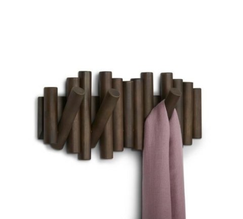 Umbra UMBRA wieszak na ubrania wiszący PICKET - orzech drewniany do korytarza poczekalni kuchni chowane haczyki Umbra UMBRA wieszak na ubrania wiszący PICKET - orzech drewniany do korytarza poczekalni kuchni chowane haczyki