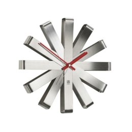 Umbra UMBRA zegar okrągły RIBBON - stal srebrny czerwone wskazówki analogowy