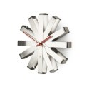 Umbra UMBRA zegar okrągły RIBBON - stal srebrny czerwone wskazówki analogowy
