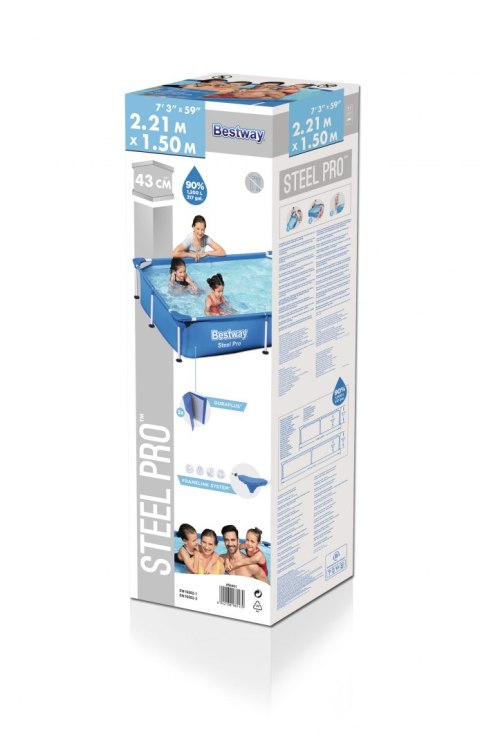 Bestway Bestway 56401 BASEN STELAŻOWY STEEL PRO PROSTOKĄTNY 2.21m x 1.50m x 0.43m Bestway Bestway 56401 BASEN STELAŻOWY STEEL PRO PROSTOKĄTNY 2.21m x 1.50m x 0.43m
