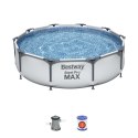 Bestway 56408 BASEN STELAŻOWY STEEL PRO MAX Z POMPĄ FILTRACYJNĄ SZARY OKRĄGŁY 3.05m x 0.76m stelaż stalowy odporny na korozję Bestway 56408 BASEN STELAŻOWY STEEL PRO MAX Z POMPĄ FILTRACYJNĄ SZARY OKRĄGŁY 3.05m x 0.76m stelaż stalowy odporny na korozję