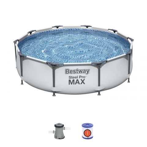 Bestway 56408 BASEN STELAŻOWY STEEL PRO MAX Z POMPĄ FILTRACYJNĄ SZARY OKRĄGŁY 3.05m x 0.76m stelaż stalowy odporny na korozję Bestway 56408 BASEN STELAŻOWY STEEL PRO MAX Z POMPĄ FILTRACYJNĄ SZARY OKRĄGŁY 3.05m x 0.76m stelaż stalowy odporny na korozję
