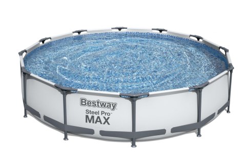 Bestway 56416 BASEN STELAŻOWY OKRĄGŁY STEEL PRO MAX Z POMPĄ FILTRACYJNĄ 3.66m x 0.76m stalowy stelaż odporny na korozję