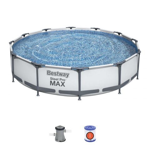 Bestway 56416 BASEN STELAŻOWY OKRĄGŁY STEEL PRO MAX Z POMPĄ FILTRACYJNĄ 3.66m x 0.76m stalowy stelaż odporny na korozję Bestway 56416 BASEN STELAŻOWY OKRĄGŁY STEEL PRO MAX Z POMPĄ FILTRACYJNĄ 3.66m x 0.76m stalowy stelaż odporny na korozję