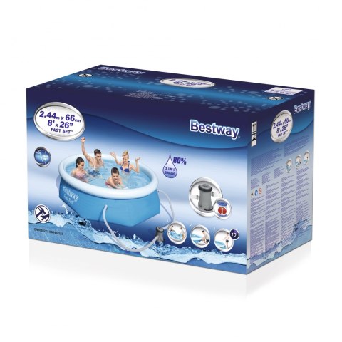 Bestway Bestway 57268 BASEN ROZPOROWY FAST SET Z POMPĄ FILTRACYJNĄ 2.44m x 0.66m Bestway Bestway 57268 BASEN ROZPOROWY FAST SET Z POMPĄ FILTRACYJNĄ 2.44m x 0.66m