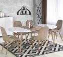 HALMAR stół EDWARD rozkładany biały / dąb san remo MDF lakierowany MDF laminowany nogi stal malowana Dąb san remo 120-200x100 HALMAR stół EDWARD rozkładany biały / dąb san remo MDF lakierowany MDF laminowany nogi stal malowana Dąb san remo 120-200x100
