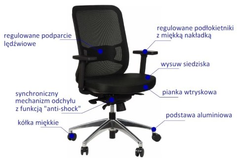 Fotel obrotowy GN-310/ALU CZARNY - krzesło biurowe do biurka - TILT Fotel obrotowy GN-310/ALU CZARNY - krzesło biurowe do biurka - TILT
