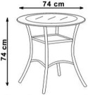 STÓŁ OKRĄGŁY MIDAS CIEMNY BRĄZ rattan syntetyczny BLAT SZKLANY FI 74 Halmar