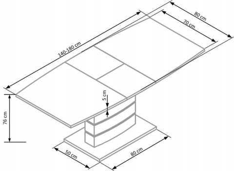 Halmar stół rozkładany NORD biało-czarny140-180x80 Halmar stół rozkładany NORD biało-czarny140-180x80