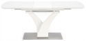 HALMAR stół PALERMO prostokątny rozkładany 140-180x80 biały mat szkło MDF lakierowany stal nierdzewna