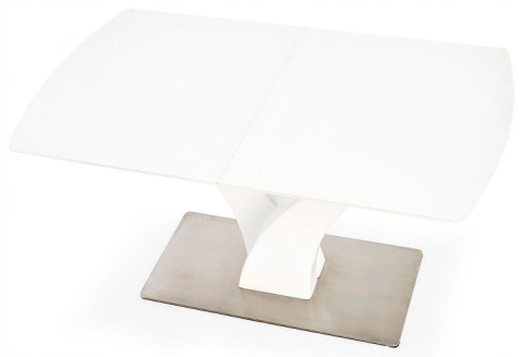HALMAR stół PALERMO prostokątny rozkładany 140-180x80 biały mat szkło MDF lakierowany stal nierdzewna HALMAR stół PALERMO prostokątny rozkładany 140-180x80 biały mat szkło MDF lakierowany stal nierdzewna