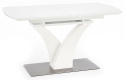 HALMAR stół PALERMO prostokątny rozkładany 140-180x80 biały mat szkło MDF lakierowany stal nierdzewna